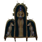 Alba Corrado, 2002. HECATE/Grotto - 14" x 12" - Terra Sigillata over earthenware Hecate grotto earthenware figurine