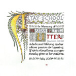 Alba Corrado, 2009, Illuminated Page – 11″ x 10″ – Ink, Watercolor & Gold Leaf on Paper – Burr Sebring, Barrington, RI <a href="https://www.albacorrado.com/wp-content/uploads/2017/04/pages_03_full.jpg">Full resolution</a>