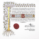 Alba Corrado, 2015, Illuminated Citation – 13″ x 15″ – Watercolor, Colored Pencil, Gold Leaf & Wax on Paper – RISD Alumni Relations Office <a href="https://www.albacorrado.com/wp-content/uploads/2017/04/pages_04_full.jpg">Full resolution</a>