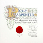 Alba Corrado, 2015, Illuminated Citation – 12″ x 12″ – Watercolor, Colored Pencil, Gold Leaf & Wax on Paper – RISD Alumni Relations Office <a href="https://www.albacorrado.com/wp-content/uploads/2017/04/pages_05_full.jpg">Full resolution</a>