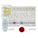 Alba Corrado, 2014, Illuminated Citation – 17″ x 12.5″ – Watercolor, Ink, Colored Pencil, Gold Leaf & Wax on Paper – RISD Office of Academic Affairs <a href="https://www.albacorrado.com/wp-content/uploads/2017/04/pages_11_full.jpg">Full resolution</a>